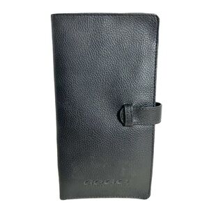 Vintage Gogo Black Genuine Leather Passport ID Holder Wallet Large Size Orangize